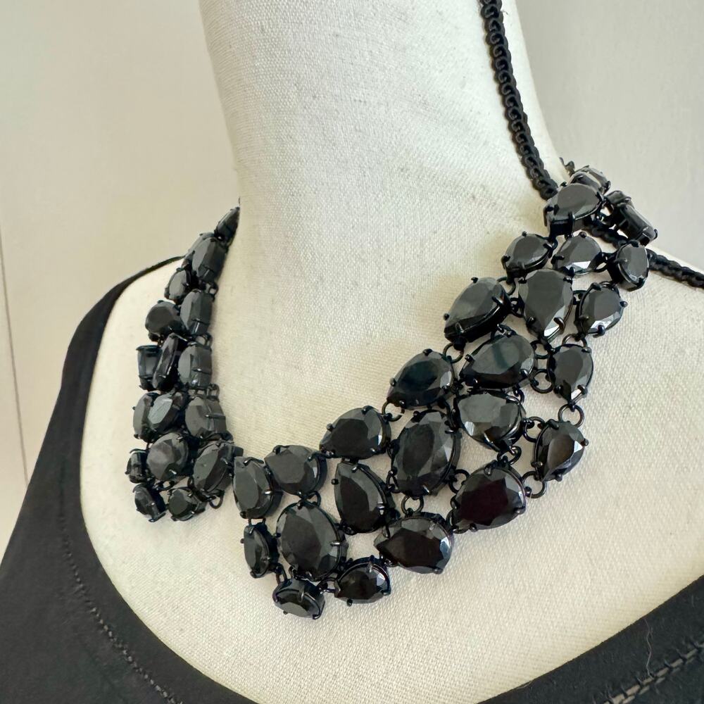 Kate Spade New York Plaza Anthee Collar Necklace Black Rhinestone Signed Rare - Picture 4 of 14